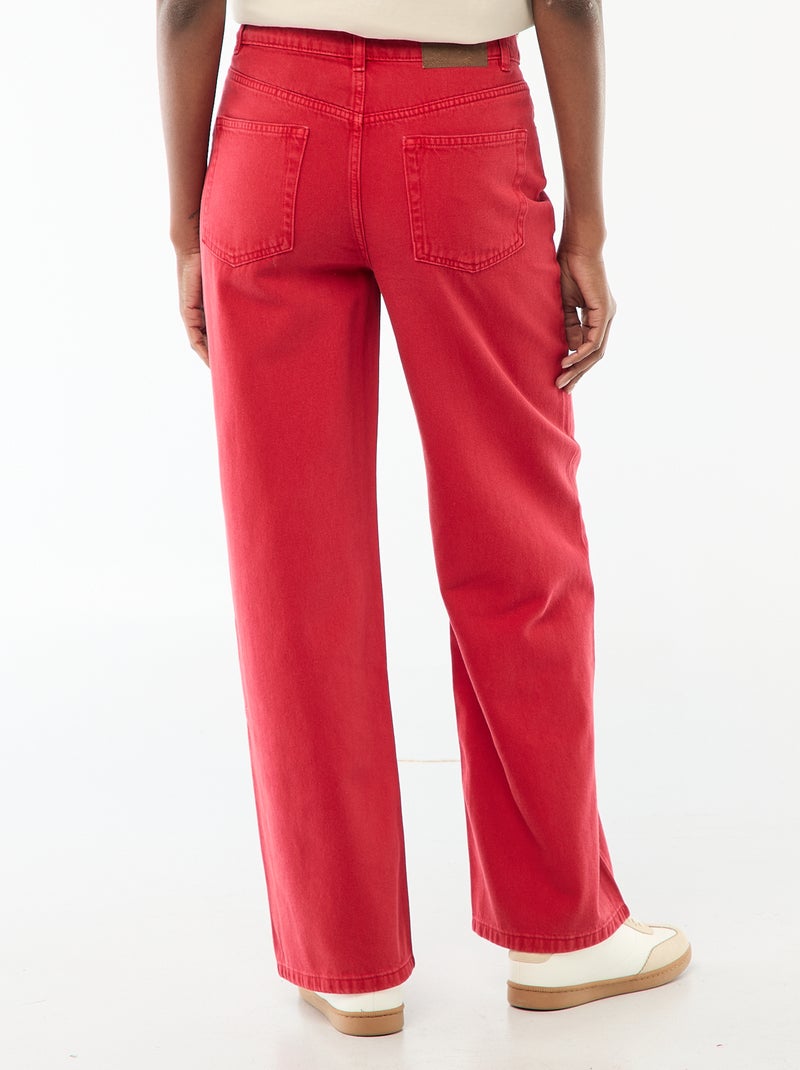 Vaquero wide leg de tiro alto Rojo - Kiabi