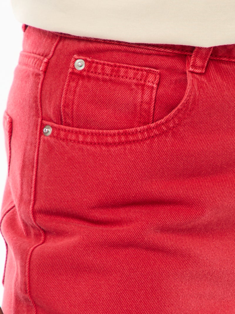 Vaquero wide leg de tiro alto Rojo - Kiabi