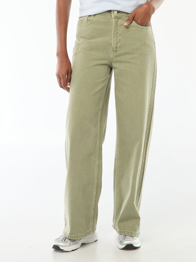 Vaquero wide leg de tiro alto Verde - Kiabi