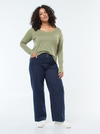 Vaquero wide leg fit / corte ancho y cintura elástica