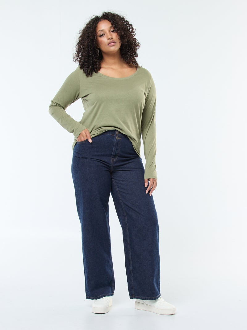 Vaquero wide leg fit / corte ancho y cintura elástica Azul - Kiabi