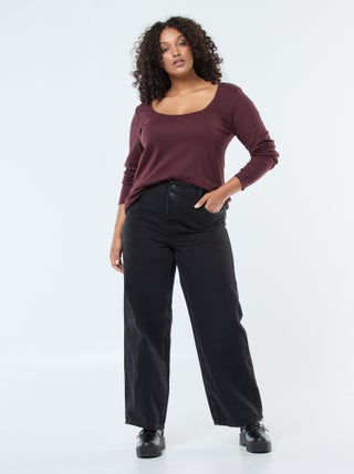 Vaquero wide leg fit / corte ancho y cintura elástica