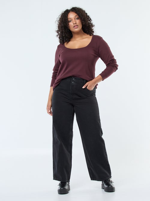 Vaquero wide leg fit / corte ancho y cintura elástica - Kiabi