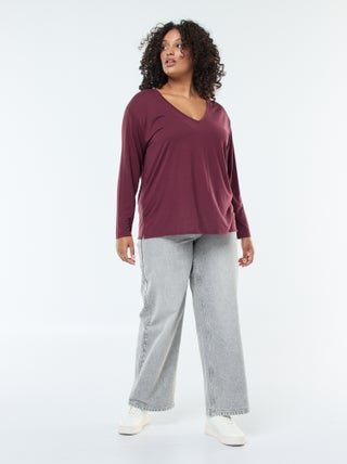 Vaquero wide leg fit / corte ancho y cintura elástica