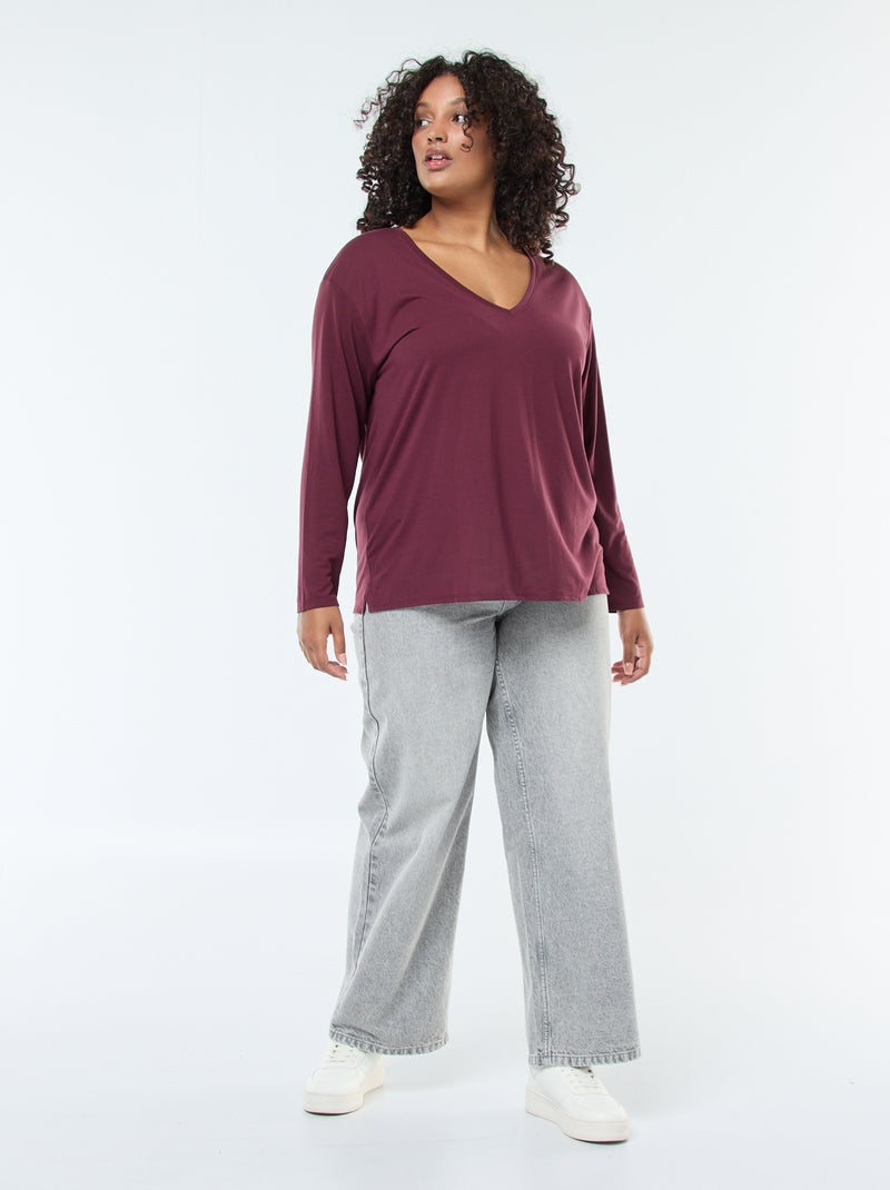 Vaquero wide leg fit / corte ancho y cintura elástica Gris - Kiabi