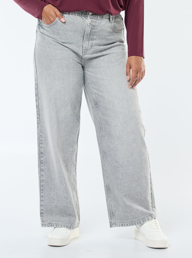 Vaquero wide leg fit / corte ancho y cintura elástica Gris - Kiabi
