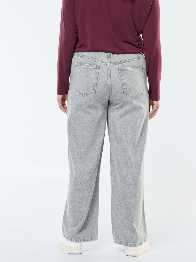 Vaquero wide leg fit / corte ancho y cintura elástica Gris - Kiabi