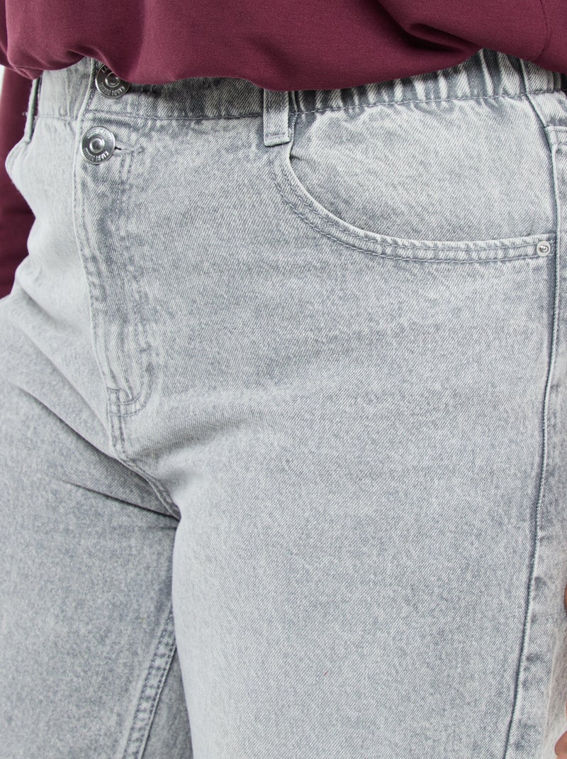 Vaquero wide leg fit / corte ancho y cintura elástica Gris - Kiabi