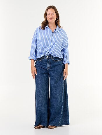 Vaquero wide leg y borde sin rematar