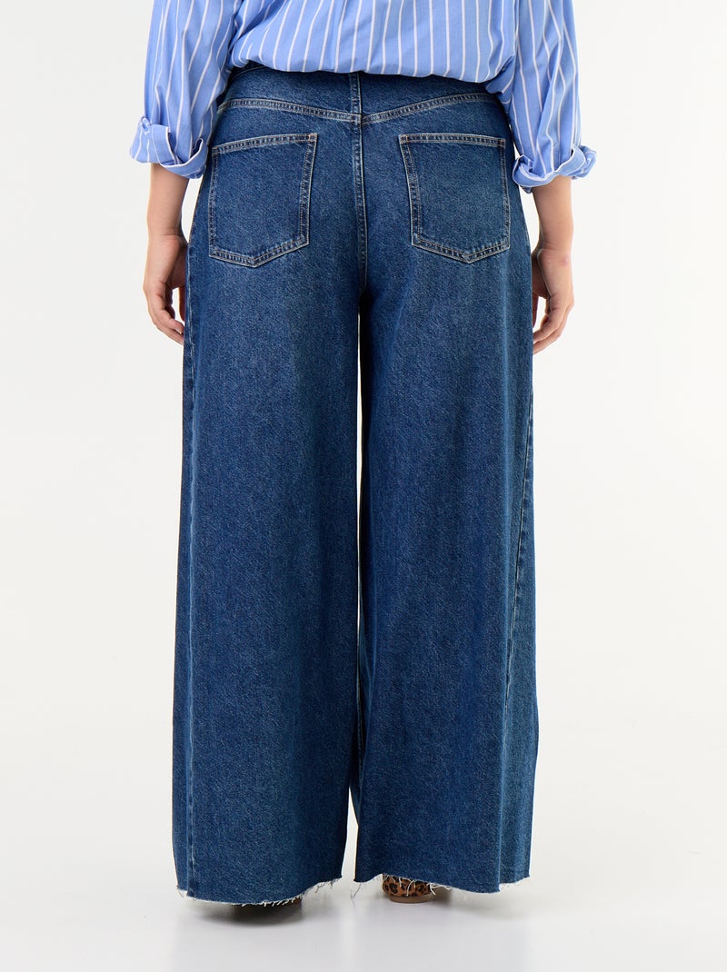 Vaquero wide leg y borde sin rematar Azul - Kiabi