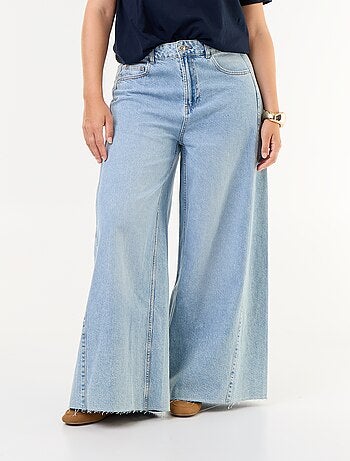 Vaquero wide leg y borde sin rematar