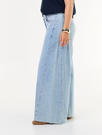 Vaquero wide leg y borde sin rematar