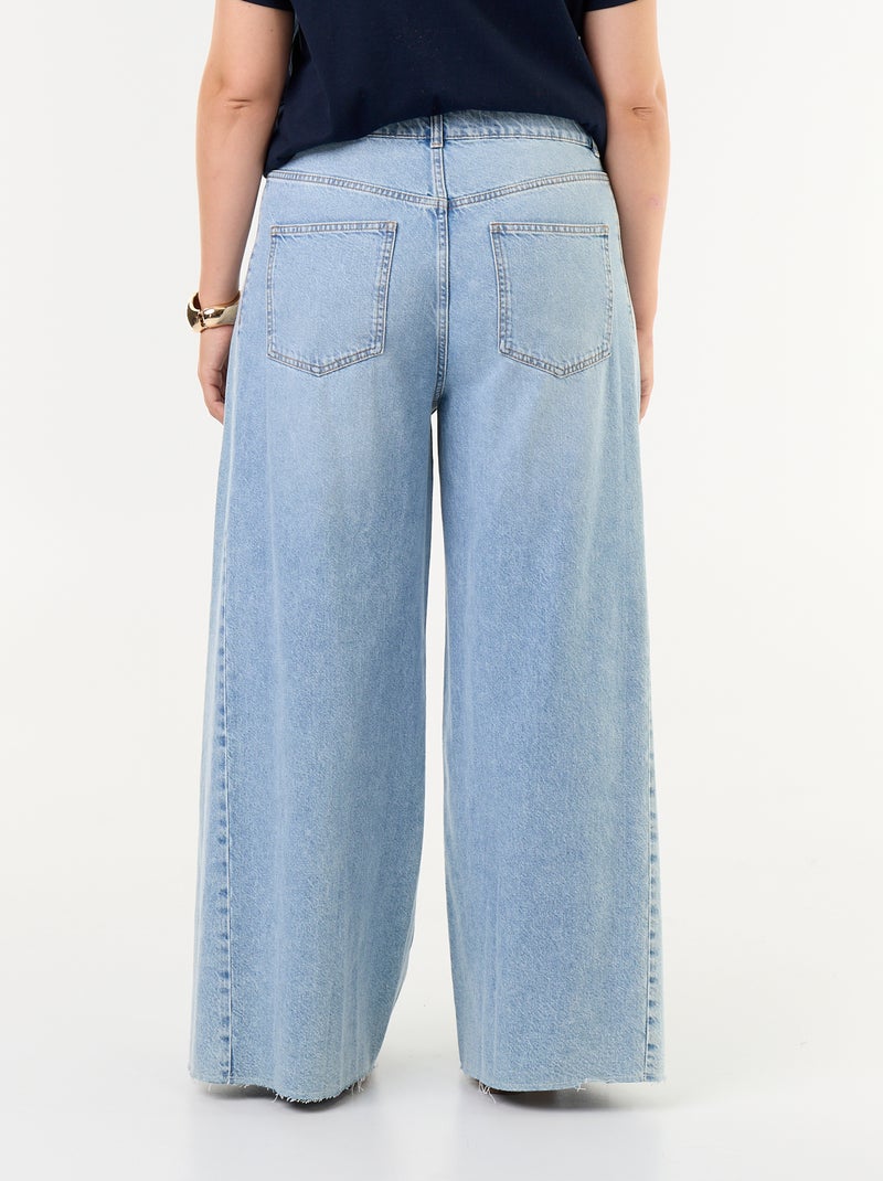 Vaquero wide leg y borde sin rematar Azul - Kiabi