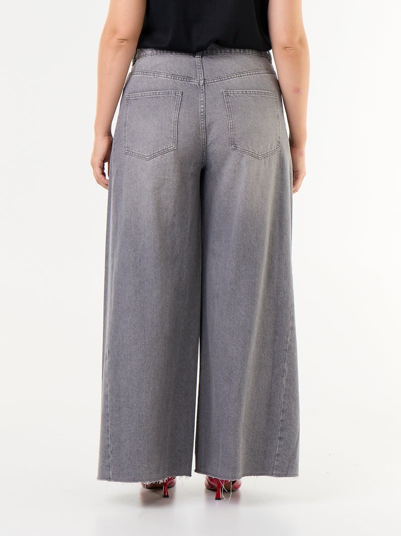 Vaquero wide leg y borde sin rematar Gris - Kiabi