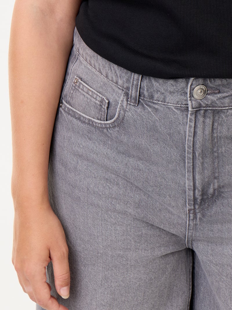 Vaquero wide leg y borde sin rematar Gris - Kiabi