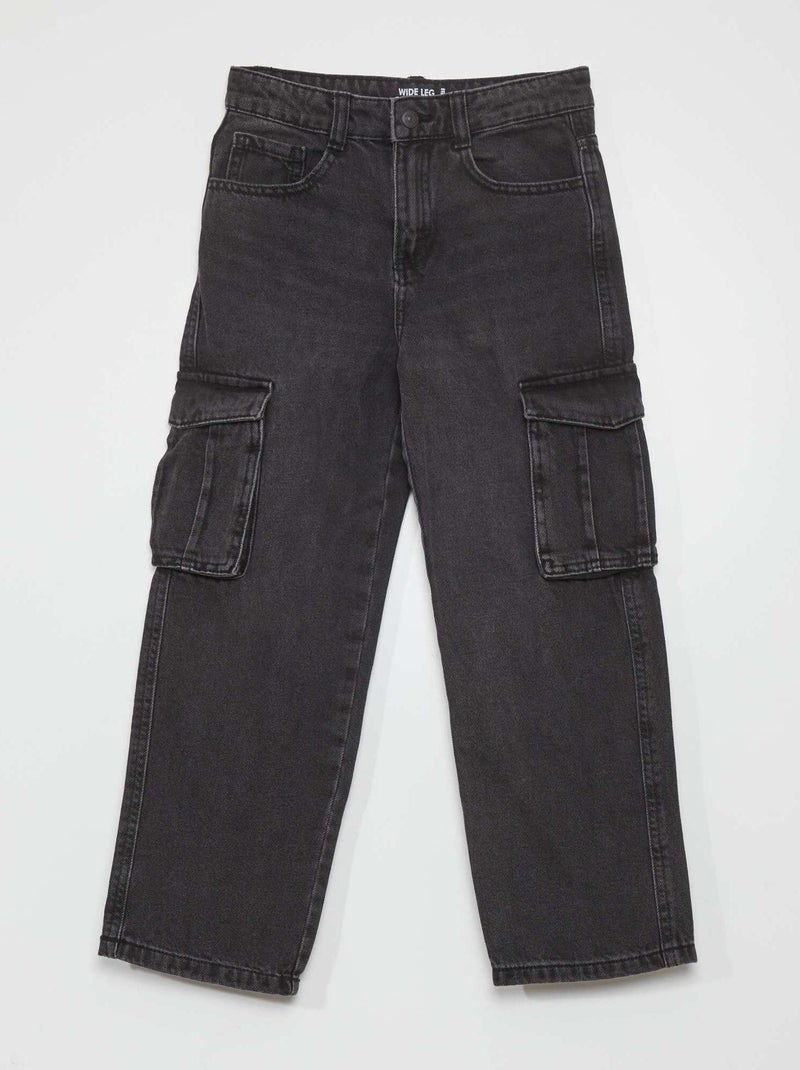 Vaquero wideleg con bolsillos GRIS - Kiabi