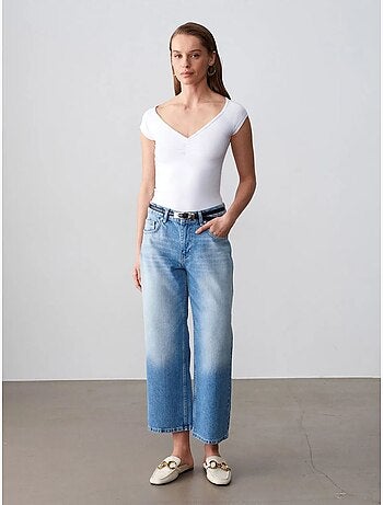 Vaqueros capri de tiro bajo y pernera ancha dilvin
