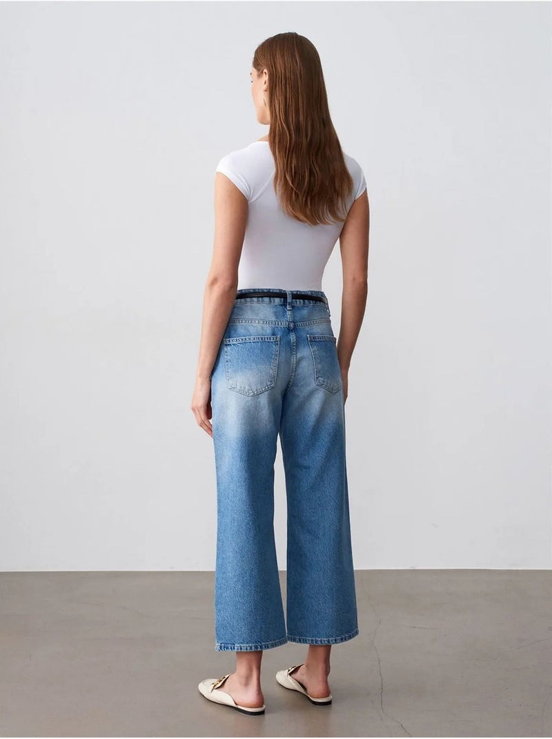 Vaqueros capri de tiro bajo y pernera ancha dilvin Azul zafiro - Kiabi