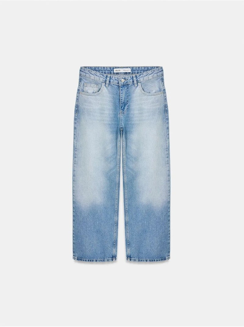Vaqueros capri de tiro bajo y pernera ancha dilvin Azul zafiro - Kiabi