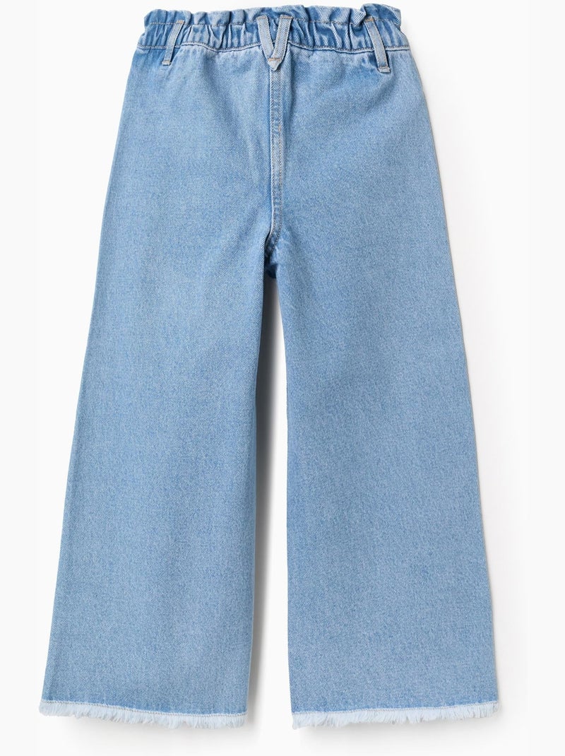 Vaqueros de algodón con dobladillo deshilachado Azul claro - Kiabi