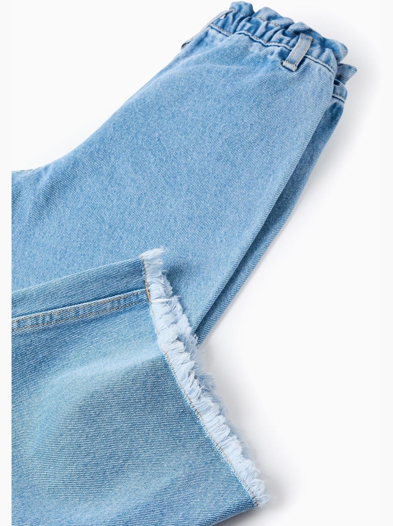 Vaqueros de algodón con dobladillo deshilachado Azul claro - Kiabi