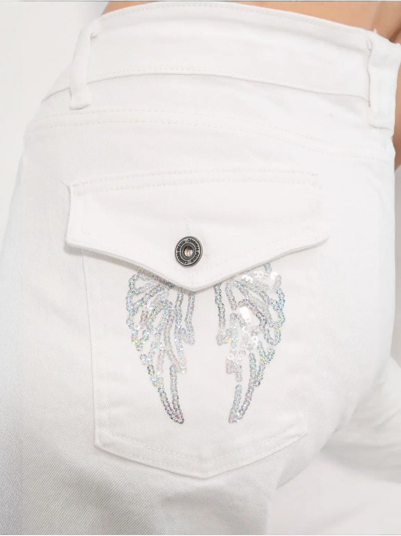 Vaqueros de algodón para mujer bdart Blanco - Kiabi