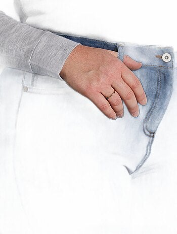 Vaqueros de cinco bolsillos con cinturón elástico de algodón elástico - Afibel