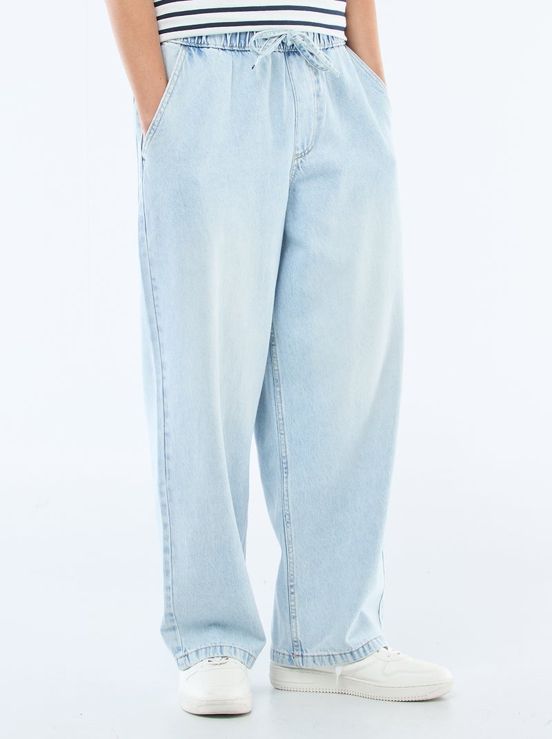 Vaqueros de corte ancho con cintura elástica Azul - Kiabi