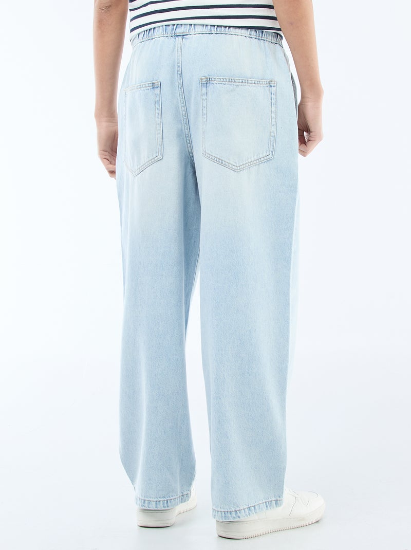 Vaqueros de corte ancho con cintura elástica Azul - Kiabi