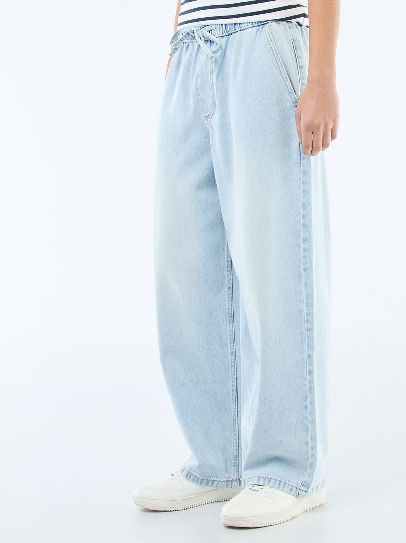 Vaqueros de corte ancho con cintura elástica Azul - Kiabi
