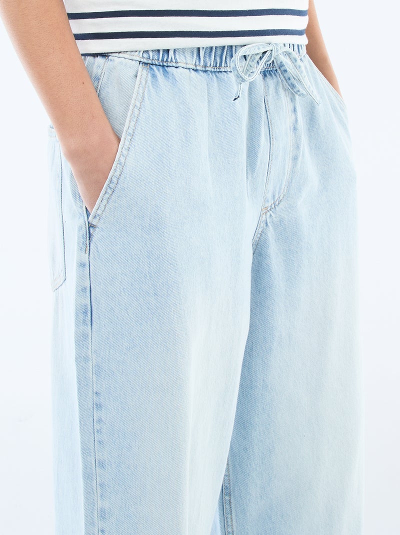 Vaqueros de corte ancho con cintura elástica Azul - Kiabi