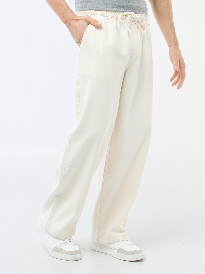 Vaqueros de corte ancho con cintura elástica Blanco - Kiabi