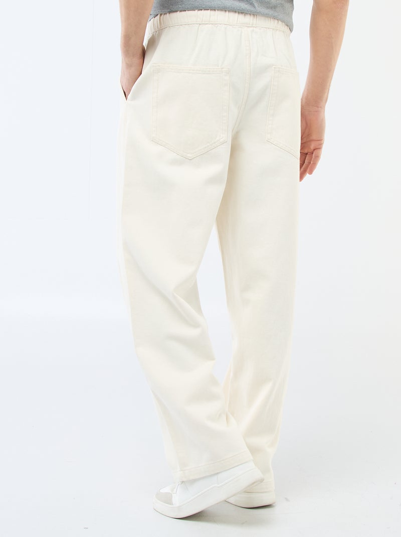 Vaqueros de corte ancho con cintura elástica Blanco - Kiabi
