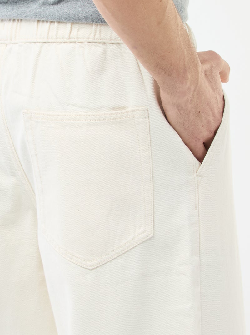 Vaqueros de corte ancho con cintura elástica Blanco - Kiabi