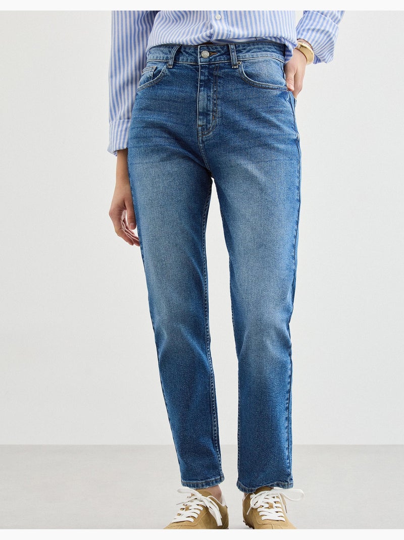 Vaqueros de corte de forma de madre cónicos, MO Fashion Azul - Kiabi