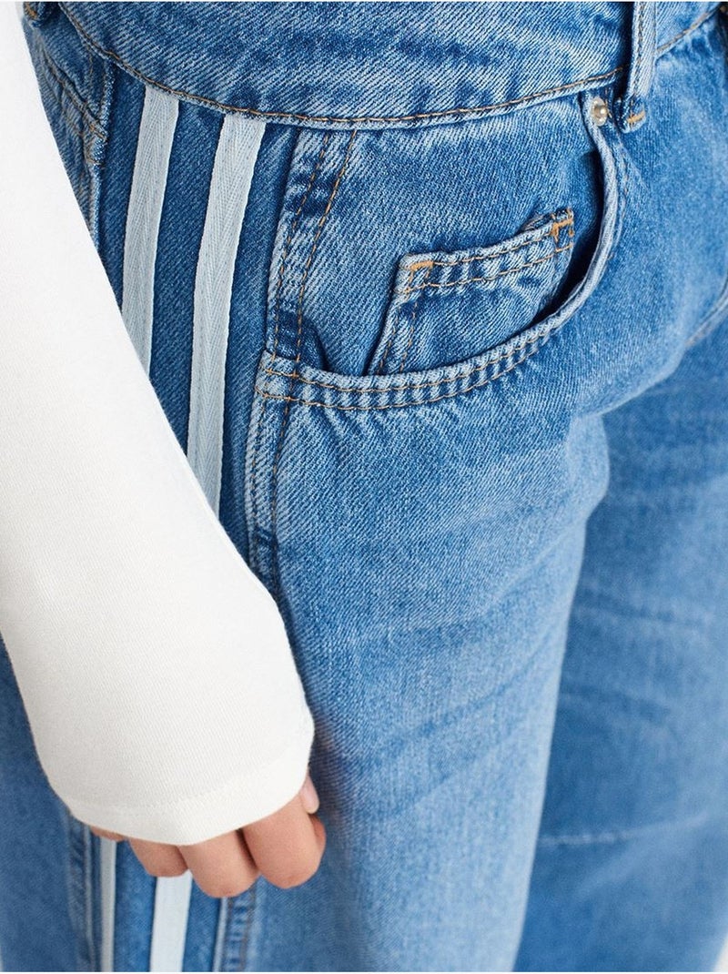 Vaqueros de denim a rayas de tiro alto y pernera ancha dilvin Azul zafiro - Kiabi