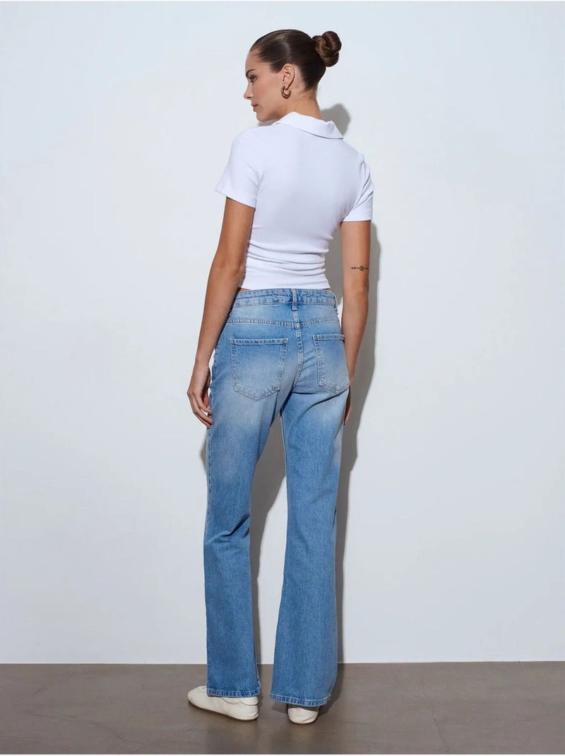 Vaqueros de denim bootcut de tiro bajo dilvin Azul zafiro - Kiabi