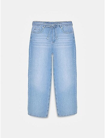 Vaqueros de denim de algodón de cintura alta y pernera ancha dilvin