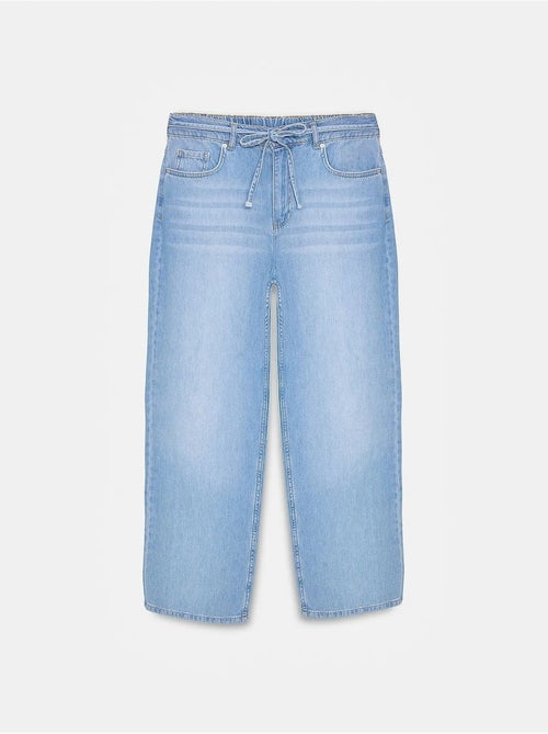 Vaqueros de denim de algodón de cintura alta y pernera ancha dilvin - Kiabi Vaqueros de denim de algodón de cintura alta y pernera ancha dilvin - Kiabi