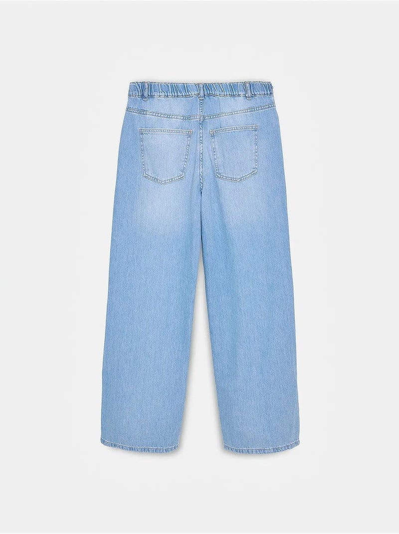 Vaqueros de denim de algodón de cintura alta y pernera ancha dilvin Azul zafiro - Kiabi