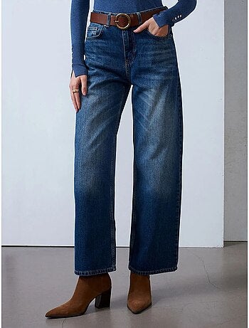 Vaqueros de denim de algodón de tiro alto y pernera ancha dilvin