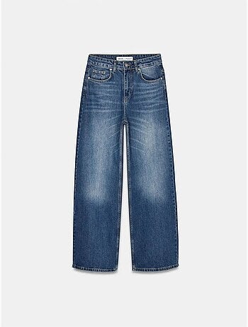 Vaqueros de denim de algodón de tiro alto y pernera ancha dilvin
