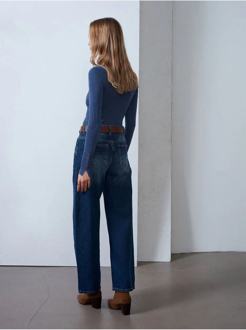 Vaqueros de denim de algodón de tiro alto y pernera ancha dilvin - Kiabi Vaqueros de denim de algodón de tiro alto y pernera ancha dilvin - Kiabi