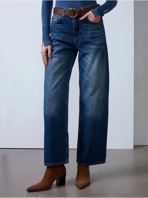 Vaqueros de denim de algodón de tiro alto y pernera ancha dilvin - Kiabi Vaqueros de denim de algodón de tiro alto y pernera ancha dilvin - Kiabi