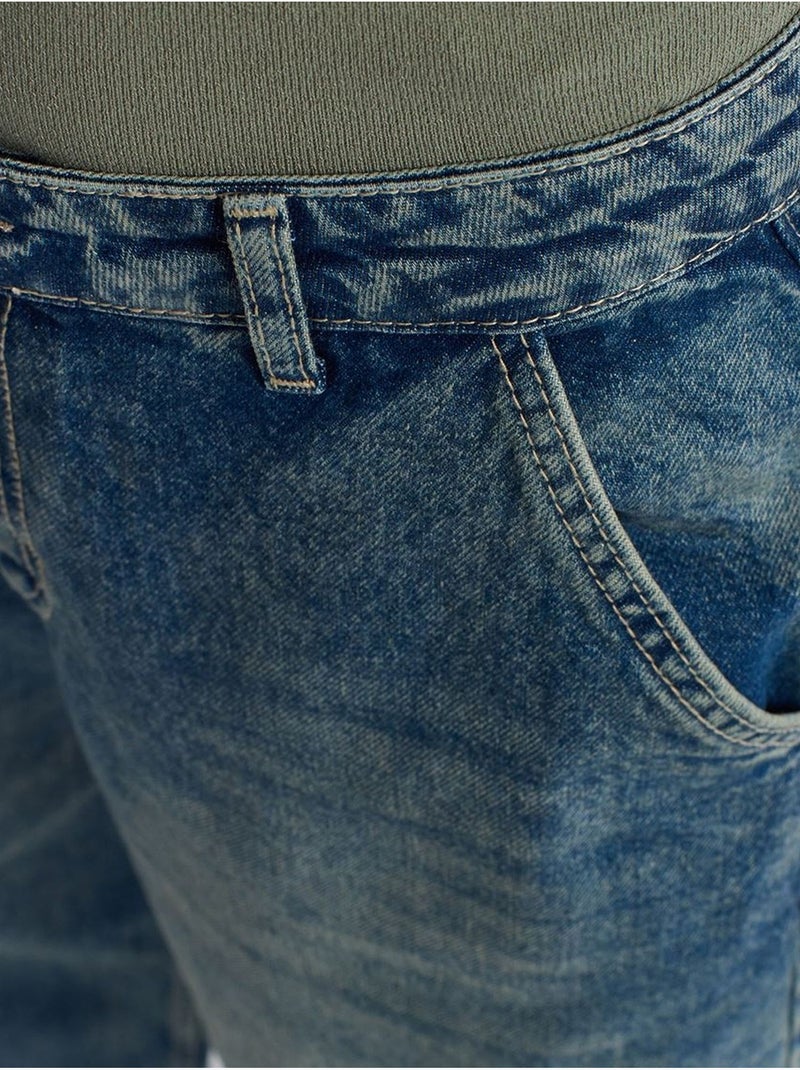 Vaqueros de denim de algodón de tiro alto y pernera ancha dilvin Azul zafiro - Kiabi