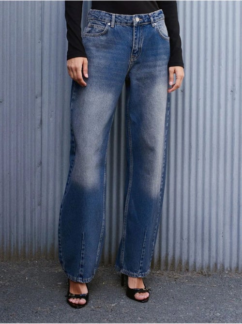 Vaqueros de denim de algodón de tiro alto y pernera ancha dilvin - Kiabi Vaqueros de denim de algodón de tiro alto y pernera ancha dilvin - Kiabi