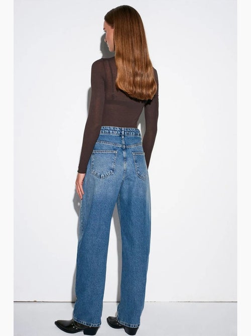 Vaqueros de denim de algodón de tiro alto y pernera ancha dilvin - Kiabi