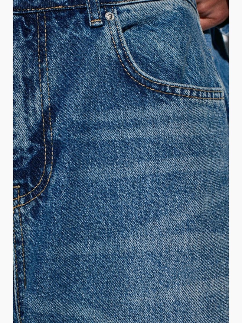 Vaqueros de denim de algodón de tiro alto y pernera ancha dilvin Azul zafiro - Kiabi