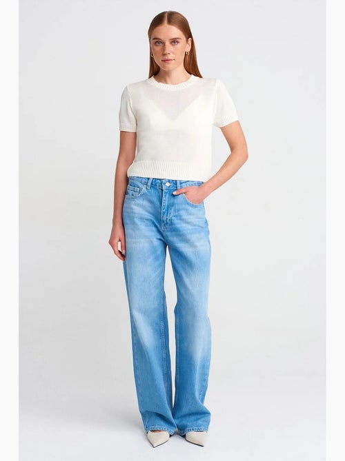 Vaqueros de denim de algodón de tiro alto y pernera ancha dilvin - Kiabi