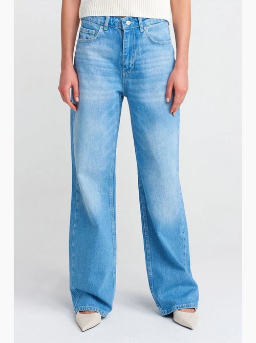 Vaqueros de denim de algodón de tiro alto y pernera ancha dilvin - Kiabi